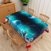 Aperturee - Aperturee Green and Red Zombie Pattern Rectangle Tablecloth for Halloween and Walking Dead Themed Party Decor